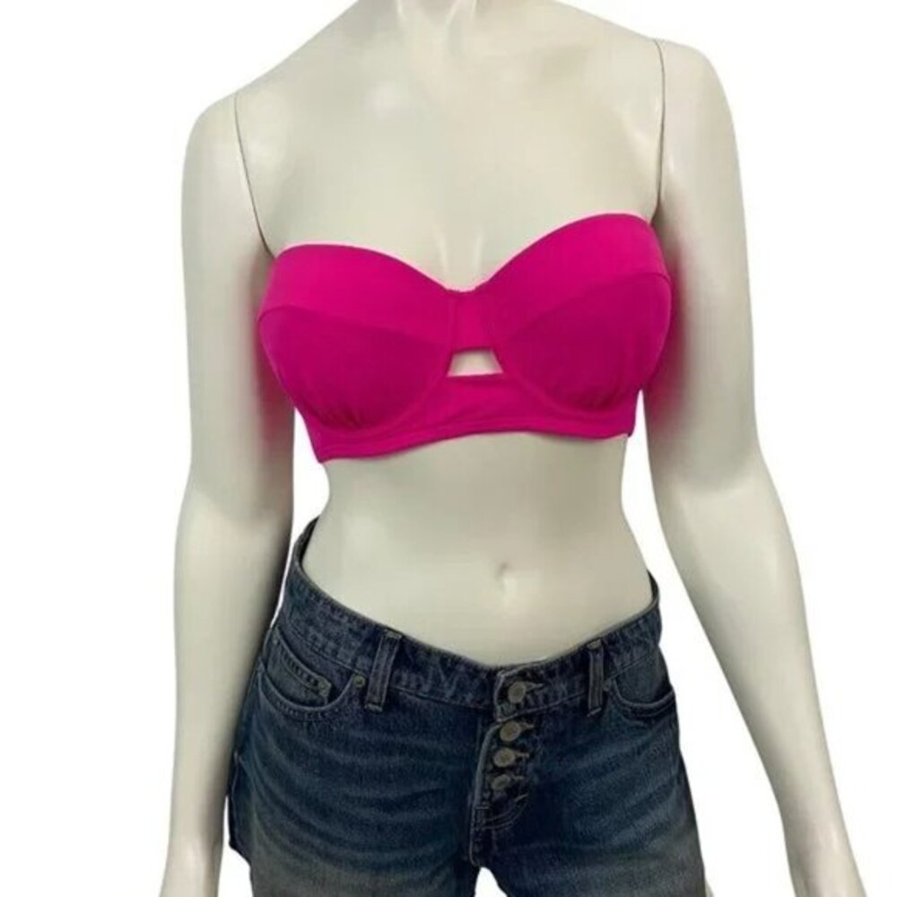 SunDazed NWT hot pink bikini top DD Strapless bandeau swimsuit women's